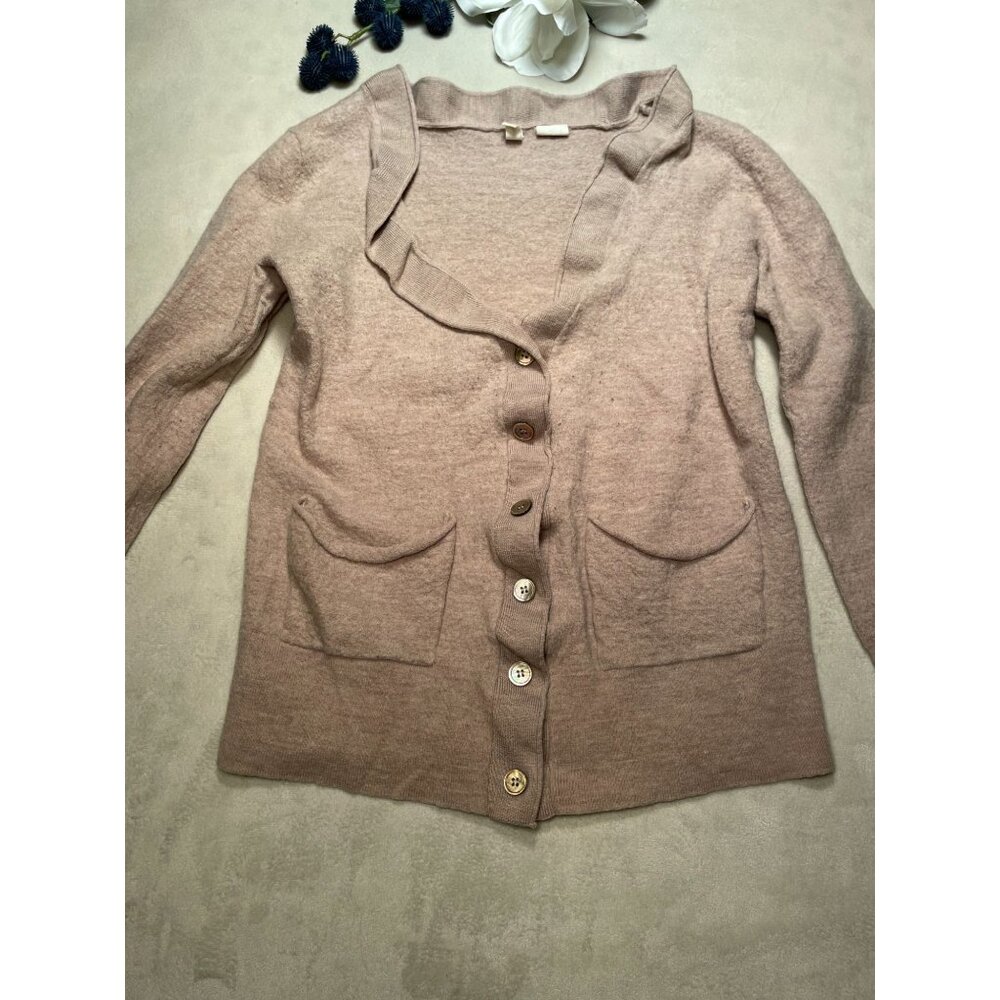 Anthropologie Moth Womens Cardigan Button-Up Sweater Pockets Wool Minimalist  Y2